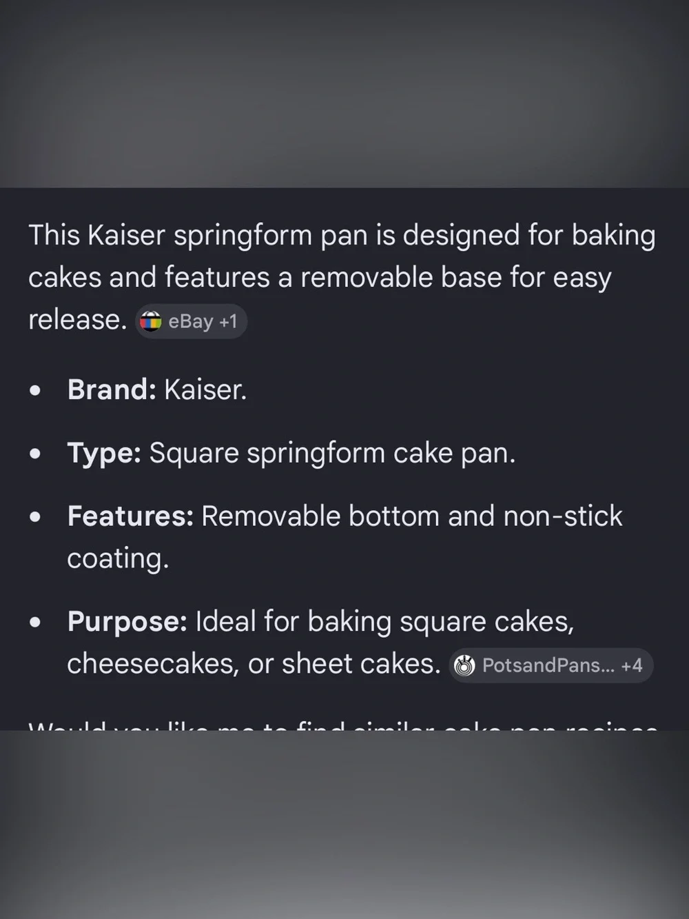 Kaiser Backform Nonstick Square Springform 9
